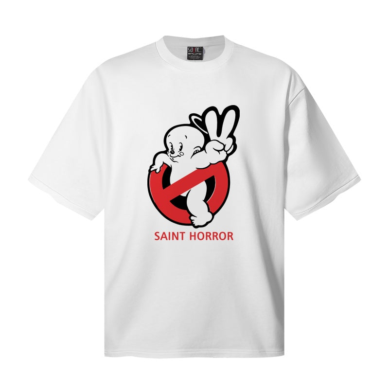 Saint Michael T Shirts Retro Cartoon Ghost Bunny Ear Print Saint Horror