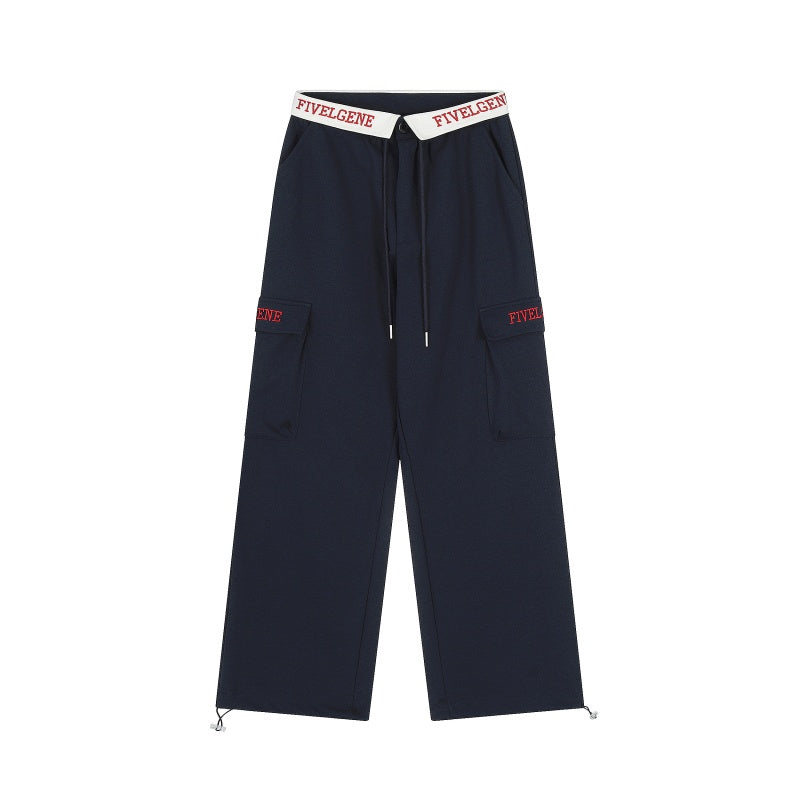 American-style streetwear harem pants Heather Gray Navy Dual Color Utility Sweatpants