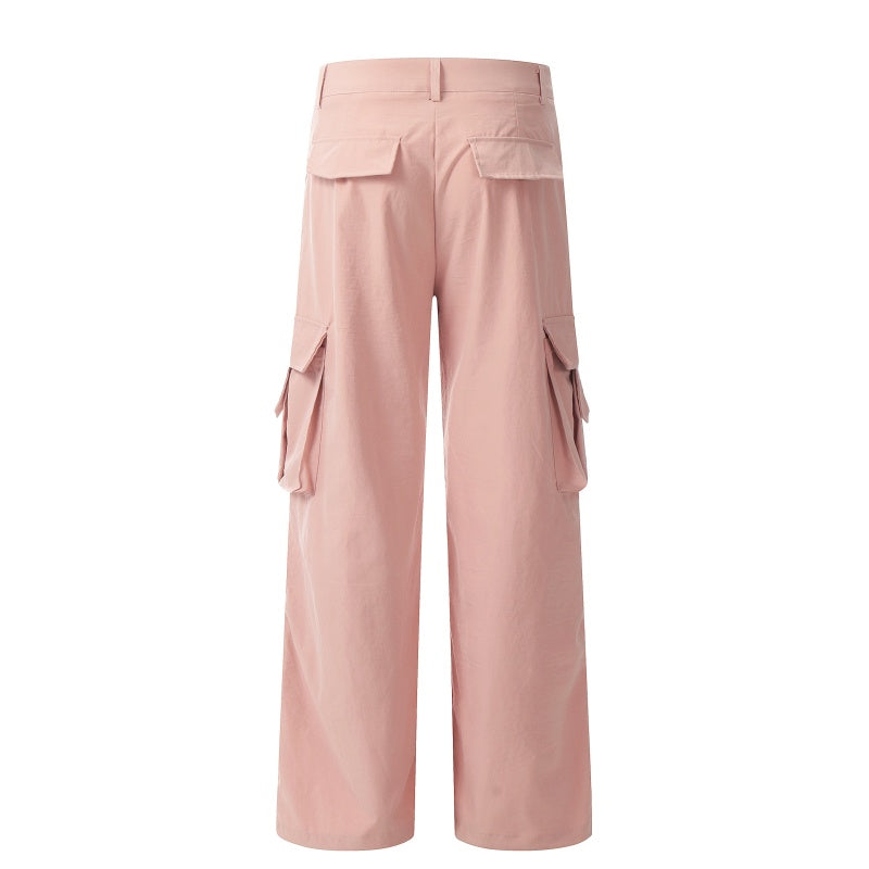American-style streetwear harem pants Oversized Side Pocket Ruched Casual Cargo Bottoms