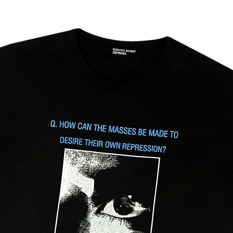 ERD T Shirts Split Figure Snapshot Print Contrast Text Casual Top