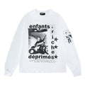 ERD Long sleeved shirt  Retro Grunge Long Sleeve Tee Dual-Side Biker Portrait Artwork