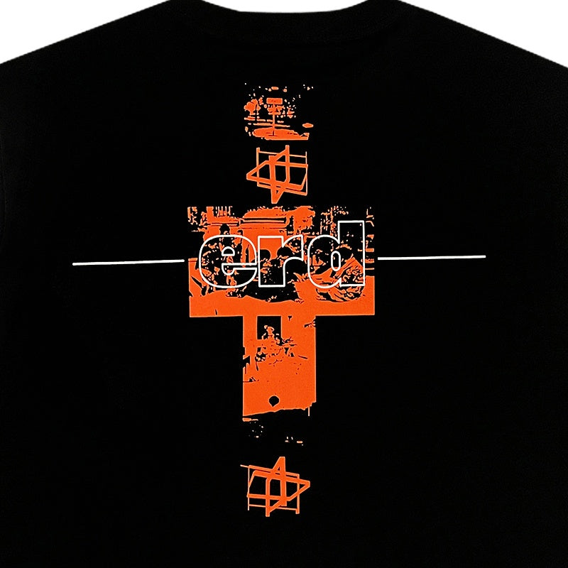 ERD T Shirts Number Text & Back Cross Print Relaxed Streetwear Top
