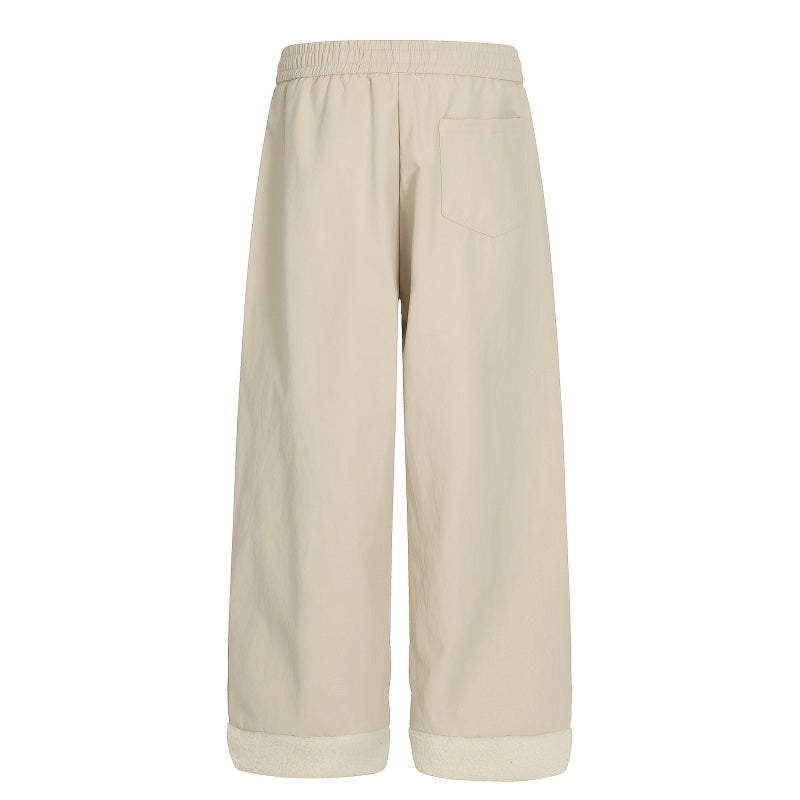 American-style streetwear harem pants Fleece-lined and thickened Sherpa Fleece Cuffed Hem Trousers