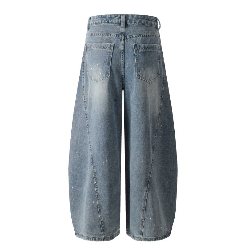 American-style streetwear harem pants Horizontal Whisker Vintage Detail