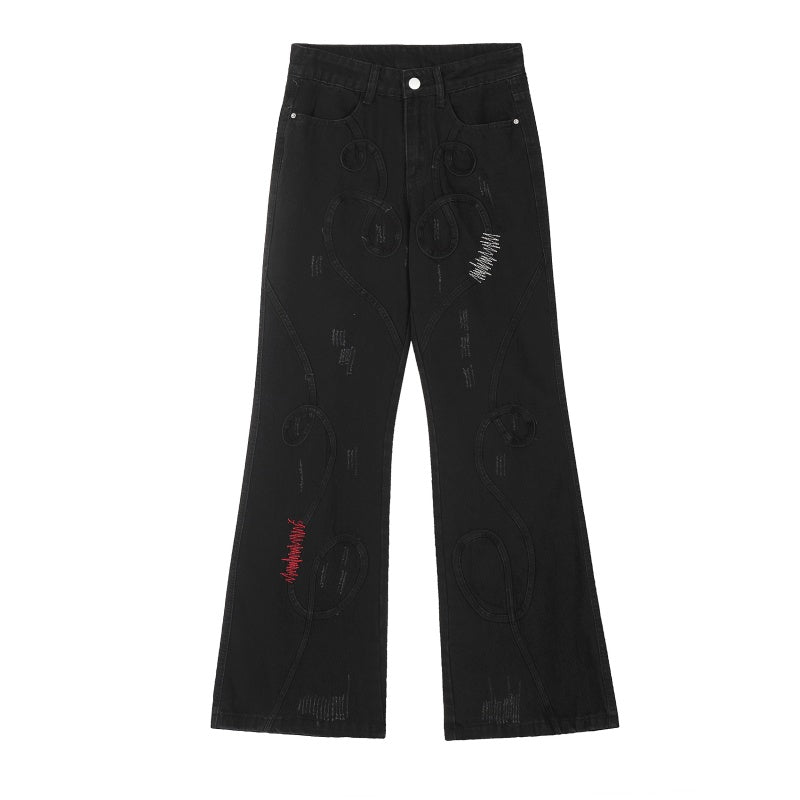 American-style streetwear harem pants Vintage faded bootcut silhouette