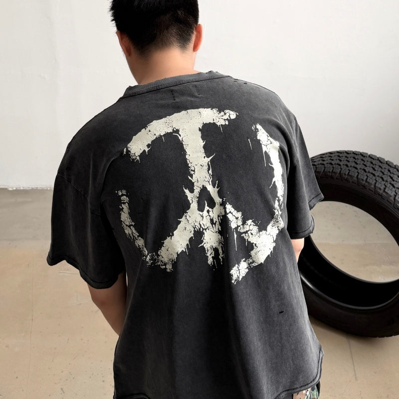 Unisex Vintage T Shirts CHOOOSELF 26SS "HELL WAS FULL SO I'M BACK" Limited Edition – Heavyweight, Washed, Distressed, and Destroyed Streetwear T-Shirt (Boxy/Cropped Punk Style)
