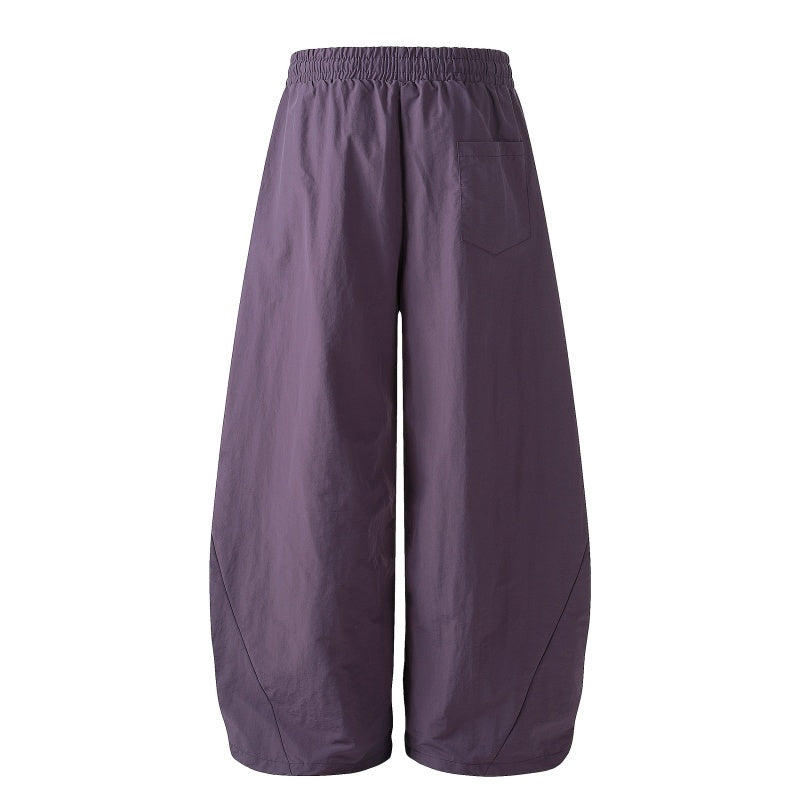 American-style streetwear harem pants Knee Ruched Relaxed Fit Drawstring Bottoms
