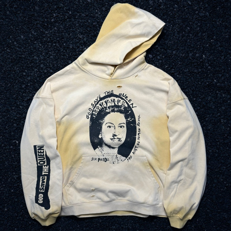 Unisex Vintage Hoodie [Fading Sunset Yellow] PalyHollywood SS25 "Save the Queen" Limited Edition