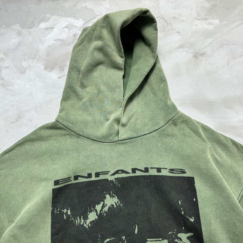 Unisex Vintage Hoodie "Depressed Boy" Limited Edition Hoodie – Custom heavyweight fabric featuring a natural, faded look achieved through Asut-style enzyme and stone washing, with pockets removed after the wash process.