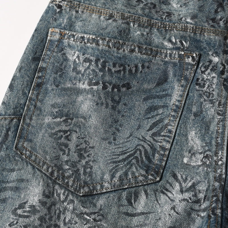 Purple brand Jeans High-quality pure cotton streetwear trousers Loose-fit straight-leg trousers with an all-over print