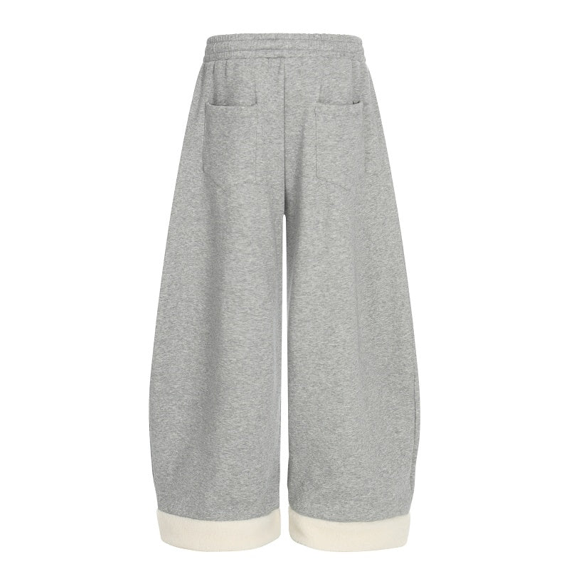 American-style streetwear harem pants Fleece-lined and thickened Drawstring Elastic Waist Relaxed Cut