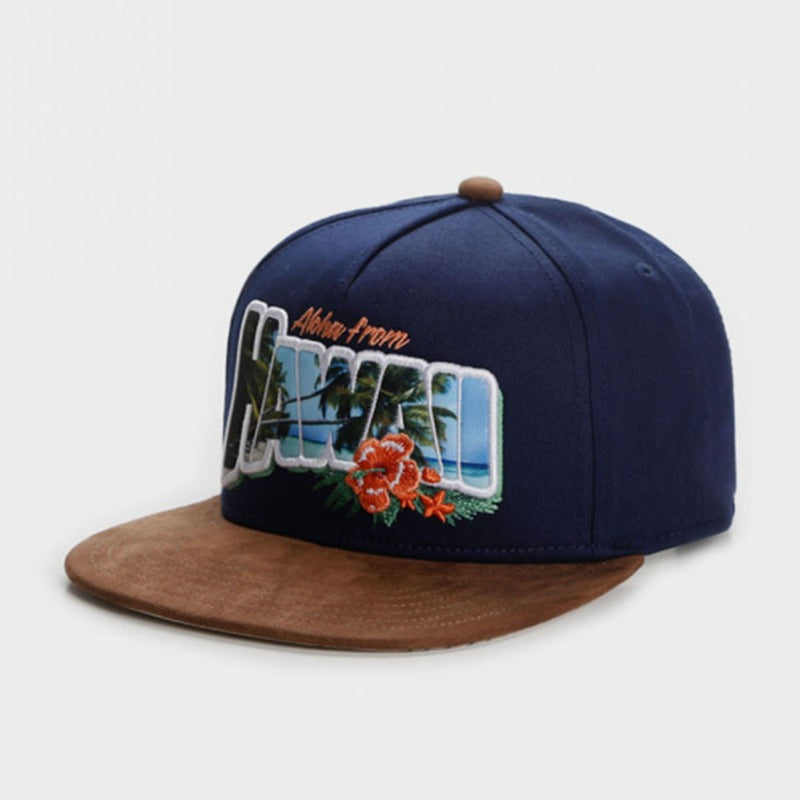 Trendy flat brimmed snapback hatsletter hip hop style grids