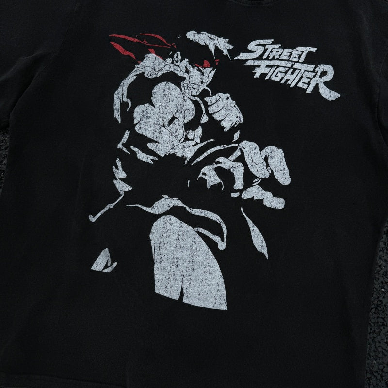 Unisex Vintage T Shirts Street Fighter "Wind, Forest, Fire, Mountain" Limited Edition – High-Street Style Featuring Premium Distressed Wash Craftsmanship