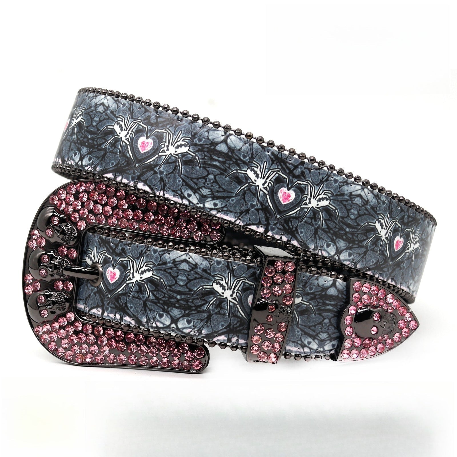 Hip-hop punk rhinestone belt skull alloy pin buckle