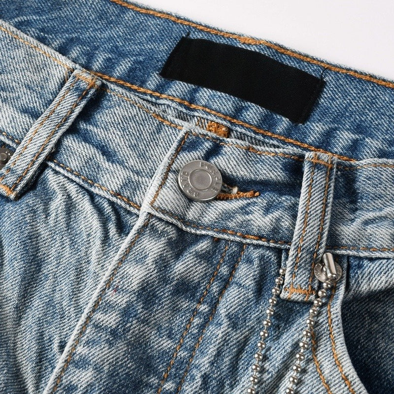 Purple brand Jeans High-quality pure cotton streetwear trousers Oiled finish with a faux snakeskin pattern