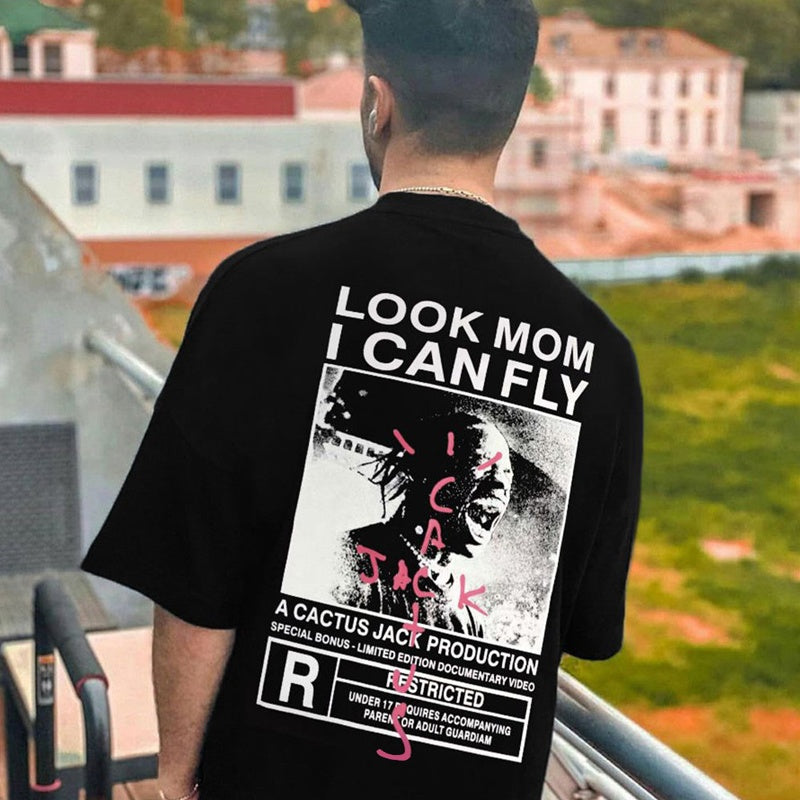 Mens T-shirt Vintage American-style Kanye & Travis Scott – Roaring Portrait – Oversized Fit