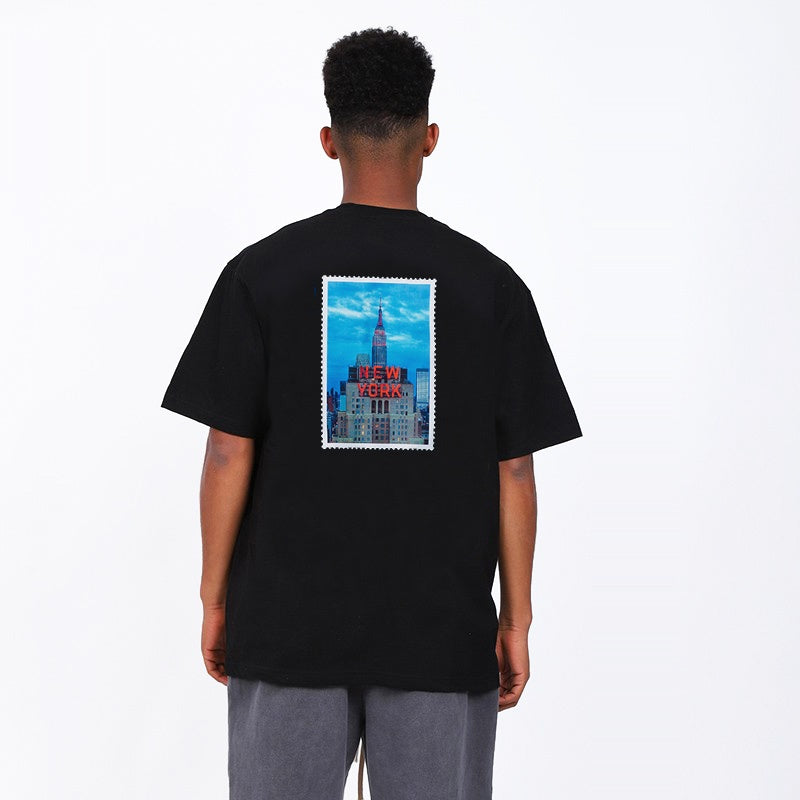 Mens T-shirt Vintage American-style Trendy minimalist letter print