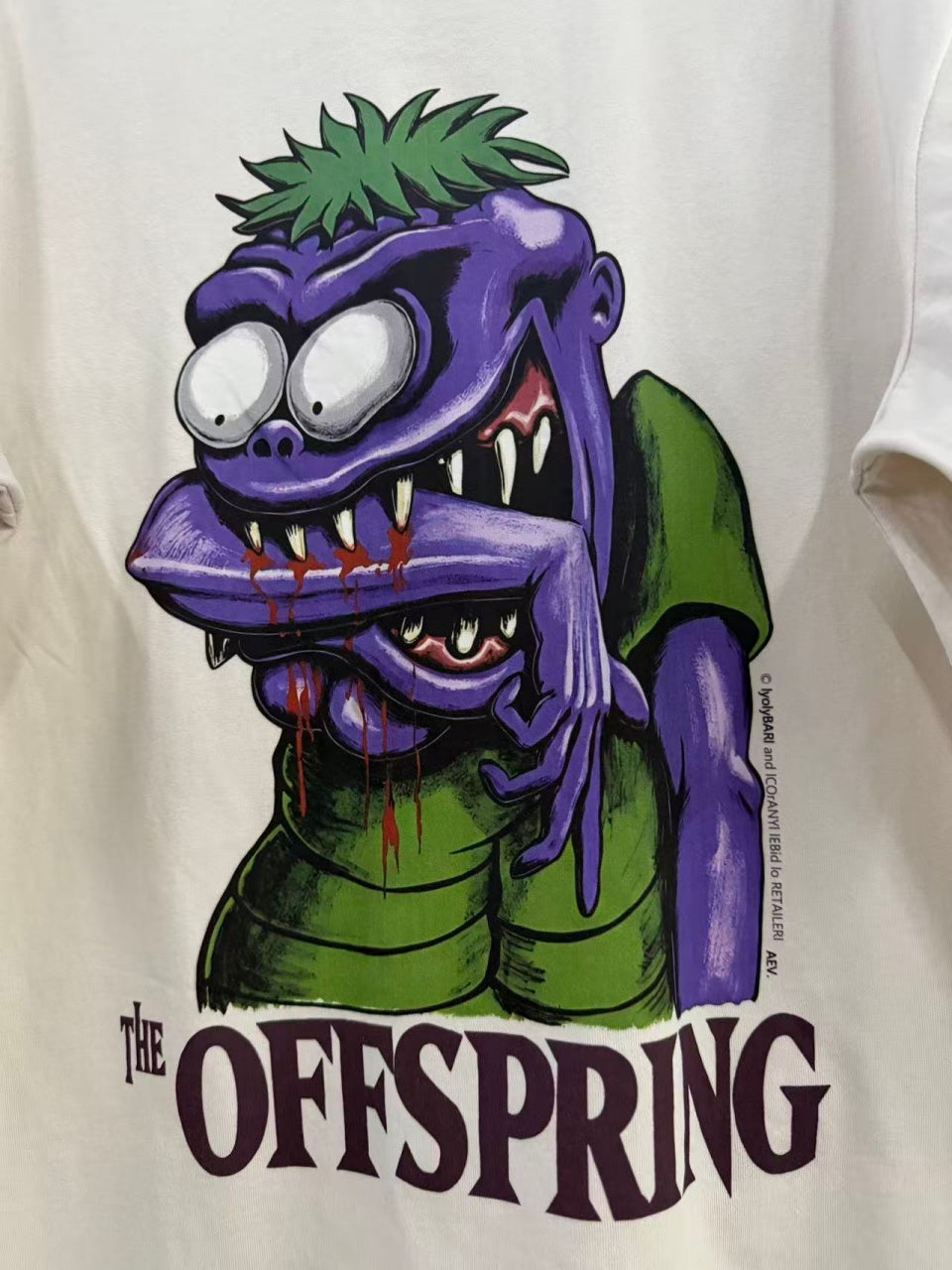 Vintage style washed summer wear T shirt Purple monster