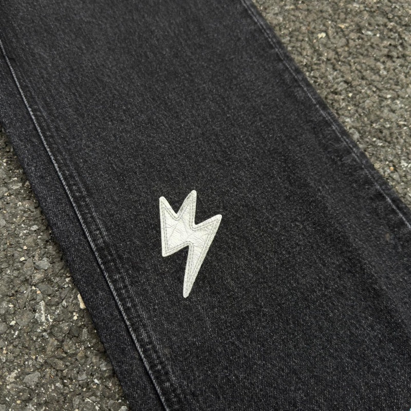 Lightning Pattern Jeans High-quality high-street pure cotton trousers