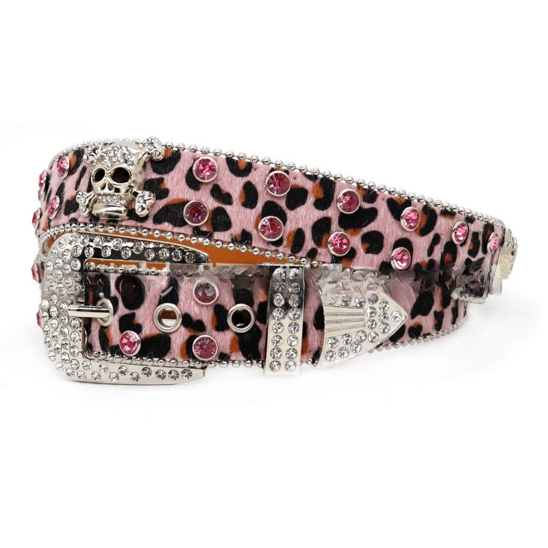 Hip-hop punk rhinestone belt skull punk style