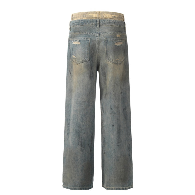 American-style streetwear harem pants Oversized Relaxed Fit Destroyed Denim Pants