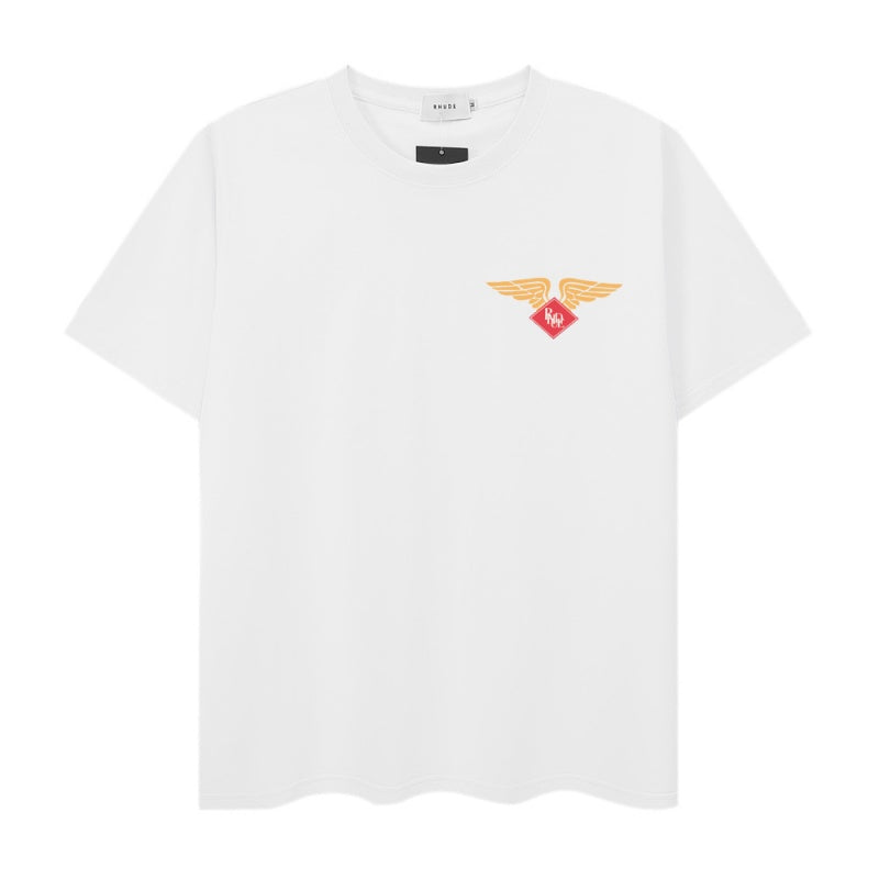 RHUDE T Shirts Distressed Circular Aviation Art