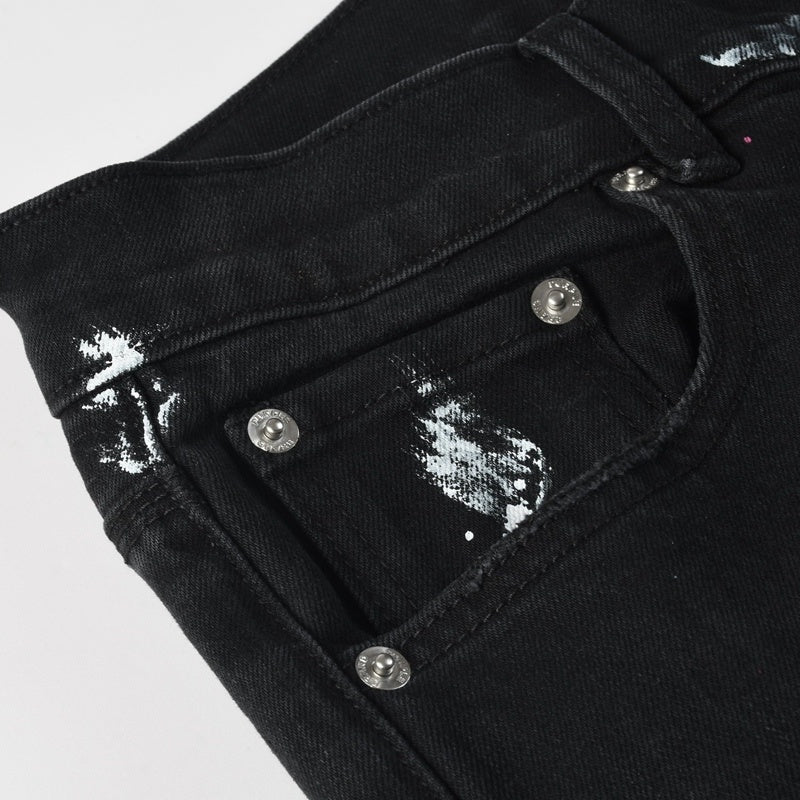 Purple brand Jeans High-quality pure cotton streetwear trousers Splashed ink