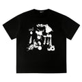 ERD T Shirts Front Chaos Figure Sketch Monochrome Casual Top