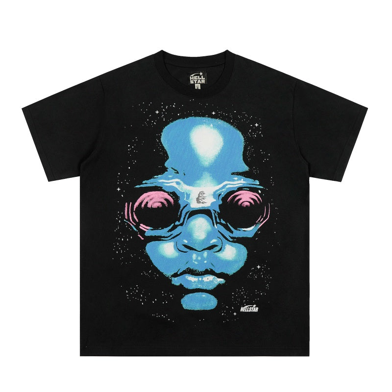Vintage-style American T-shirt Cyan Extraterrestrial Future Graphic