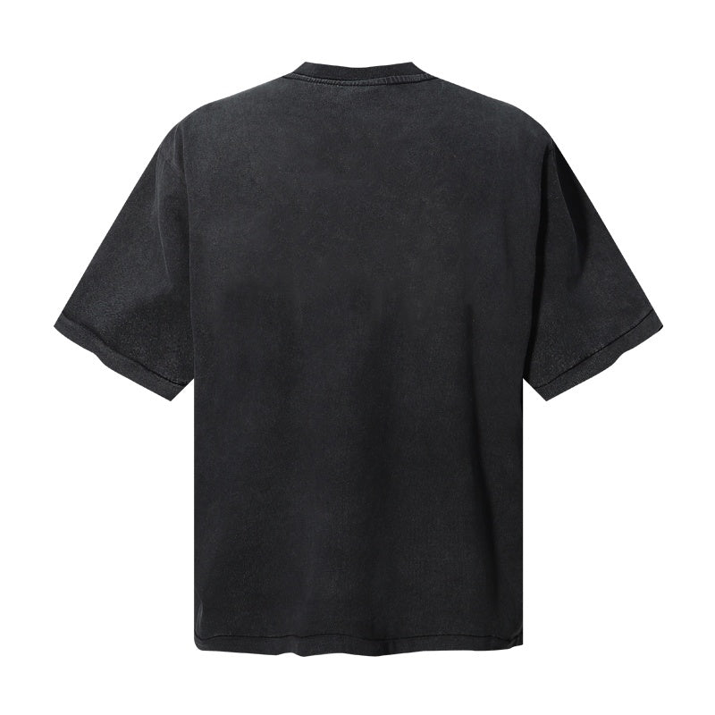 Saint Michael T Shirts Acid Washed Black Detailed Engraved Tree Village Sketch Print