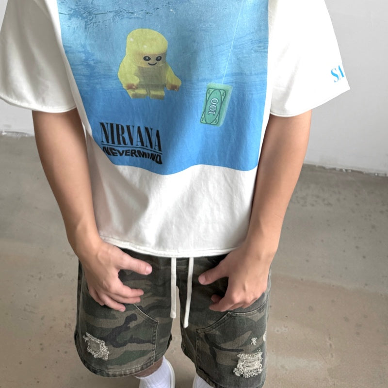 Unisex Vintage T Shirts SAINT × NIRVANA × LEGO Three-Way Collaboration "Dollar Baby" Limited Edition — Features heavyweight 320g fabric (matching the original specifications even after washing) and vintage single-stitch, top-and-bottom hem constructi