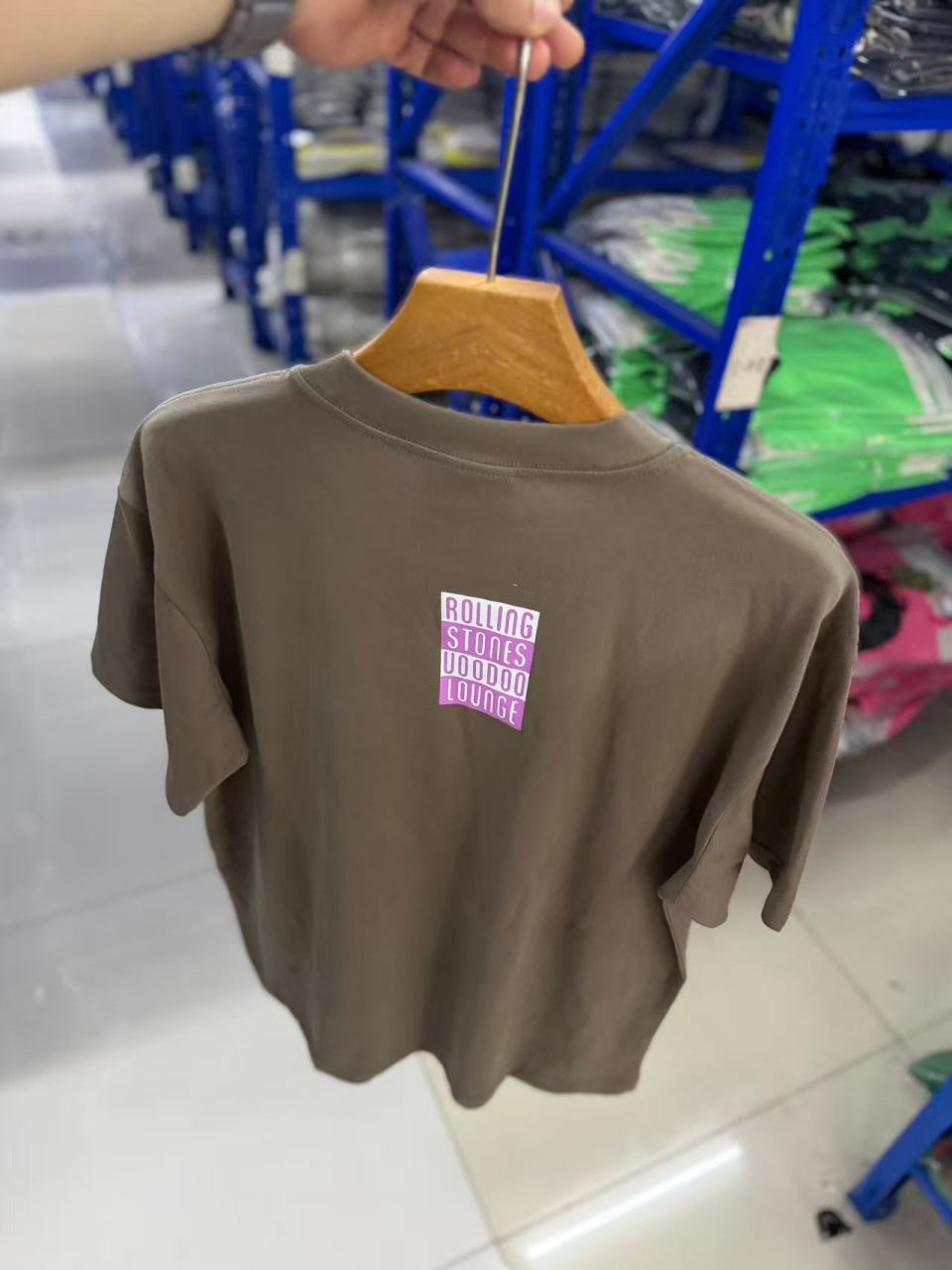 Vintage style washed summer wear T shirt Purple spiky tongue