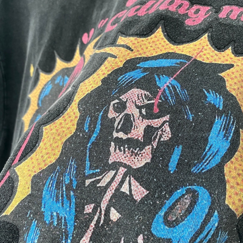 Unisex Vintage T Shirts "Evil Spirit Summoning" Limited Edition | White Ink Direct-to-Garment Print | High-Street Vintage Style | Heavyweight Distressed Acid Wash