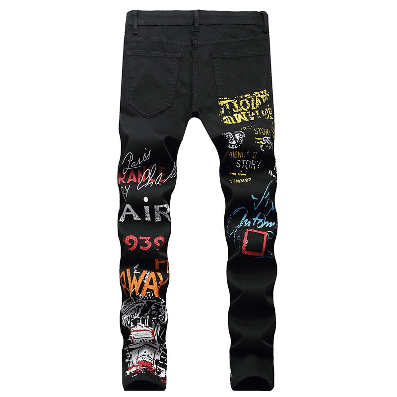 Mens Fashion Jeans Street graffiti style 5601# 5608# Pure cotton high quality