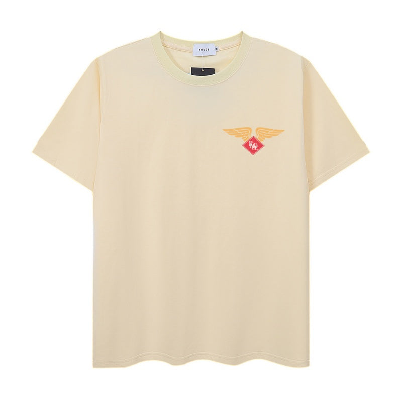RHUDE T Shirts Distressed Circular Aviation Art