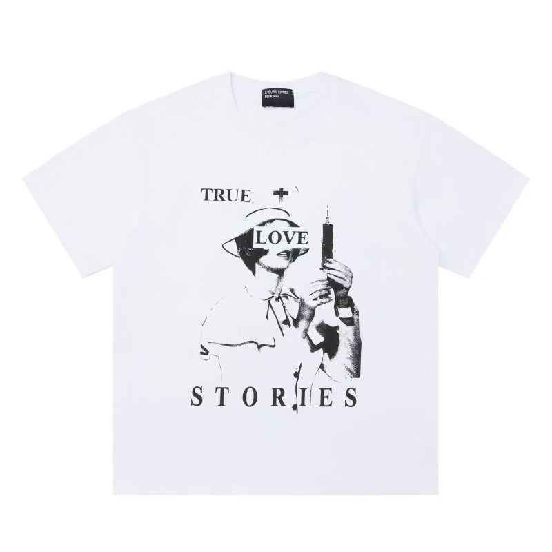 ERD T Shirts Retro Black Ink Portrait Slogan Street Tee