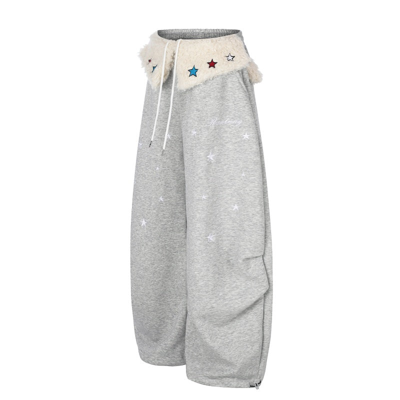 American-style streetwear harem pants Fluffy Star Waist Collar Ruched Balloon Trousers
