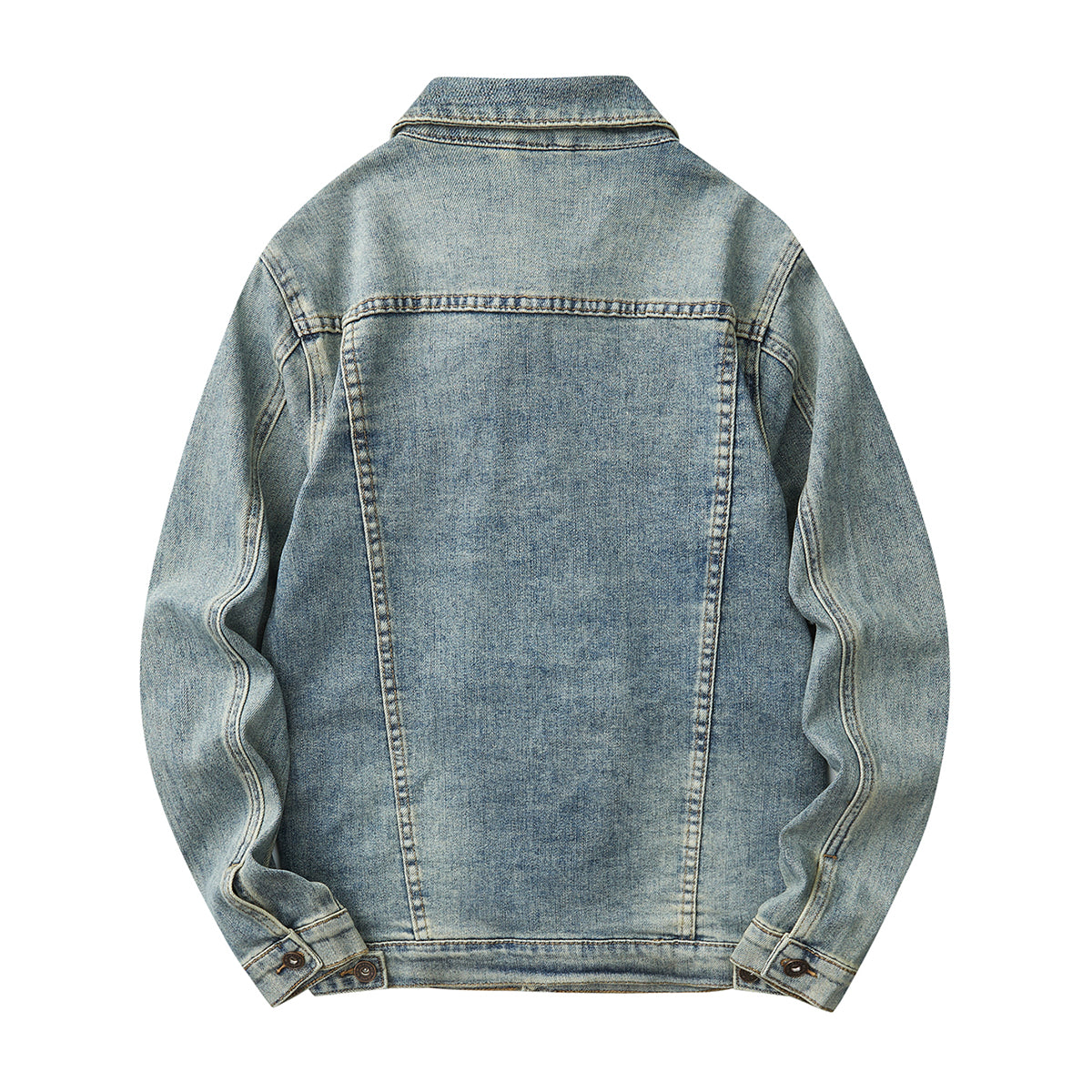 Denim Jacket & Jeans High-Street Trend Retro Casual Matching Distressed Denim Trucker Jacket and Slim-Fit Pants Outfit(jacket and jeans must be purchased separately.)