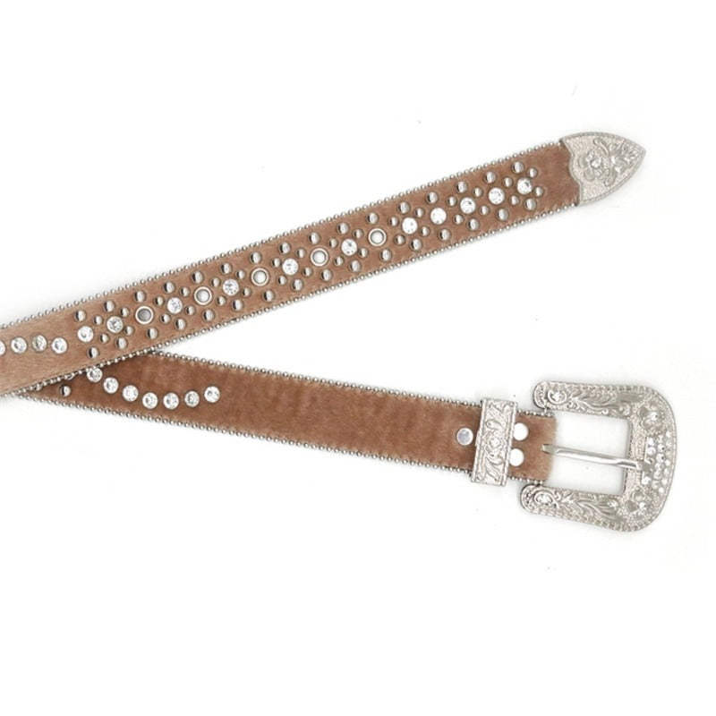 Hip-hop punk rhinestone belt rivet flower buckle punk style