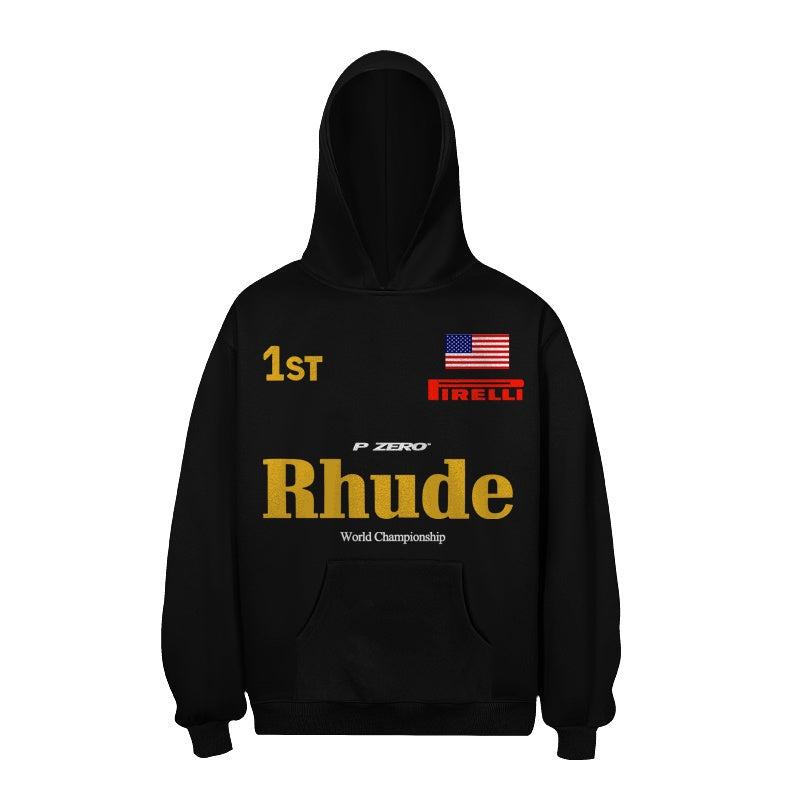 RHUDE Hoodie Vintage 1st Place Race Print