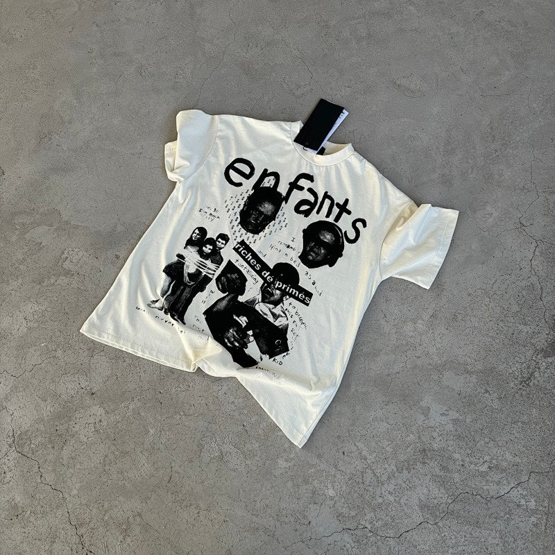 ERD T Shirts Vintage Figure Splicing Graphic Relaxed Fit Casual Short Sleeve