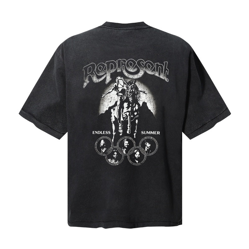 Saint Michael T Shirts  Washed Black Vintage The Beach Boys Pasture Horse Cloud Retro Band Graphic