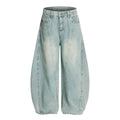 American-style streetwear harem pants Curved Seam Balloon Denim Pants