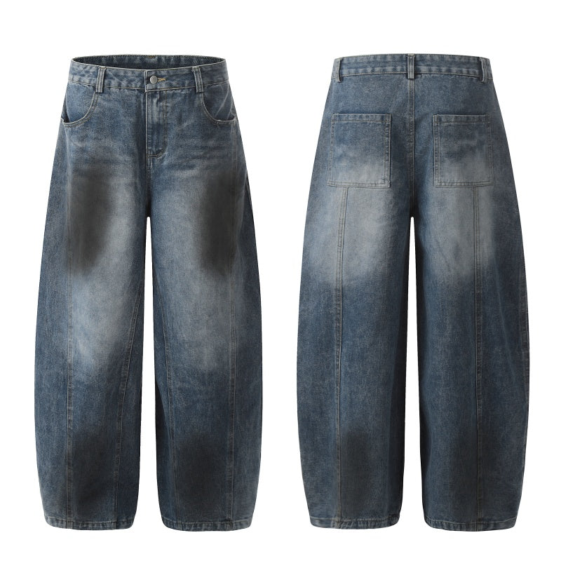 American-style streetwear harem pants Back patch pocket contrast stitch detail