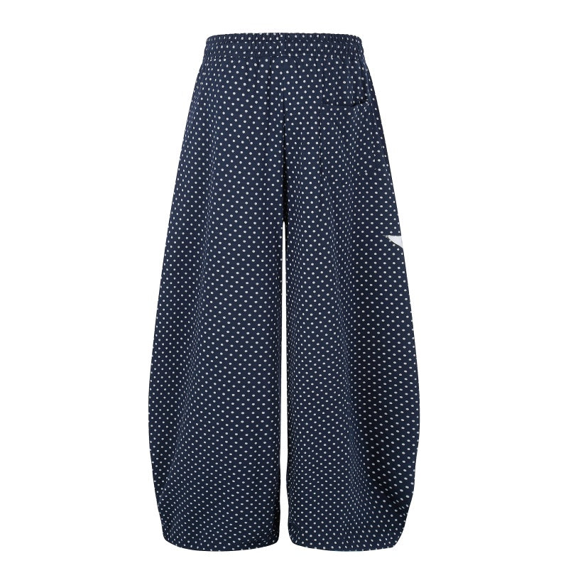 American-style streetwear harem pants Ruched Knee Polka Dot Star Embroidered Baggy Bottoms