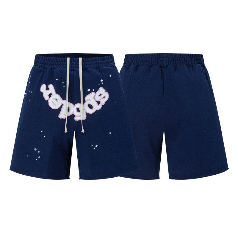 Spiderweb Shorts French Terry Fashion: Spring/Summer High-Street Euro-American Style