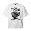 Saint Michael T Shirts Bold Letter Holy Love Mechanical Head Graphic Loose Casual White