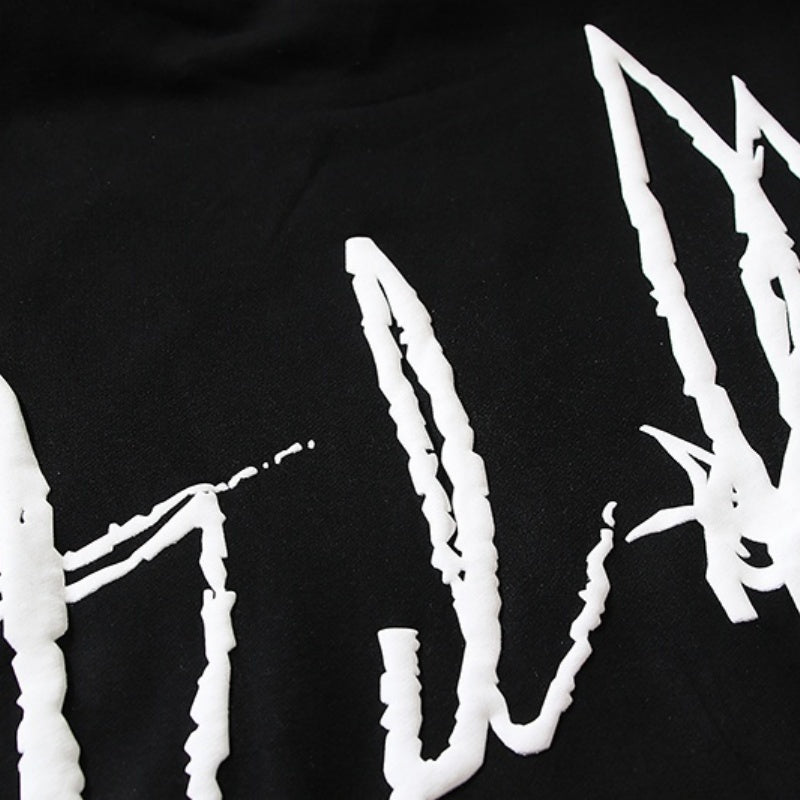 Denim Tears Hoodie Y2K Cactus Tears Caution Sign Graffiti Printed Oversized Hoodie