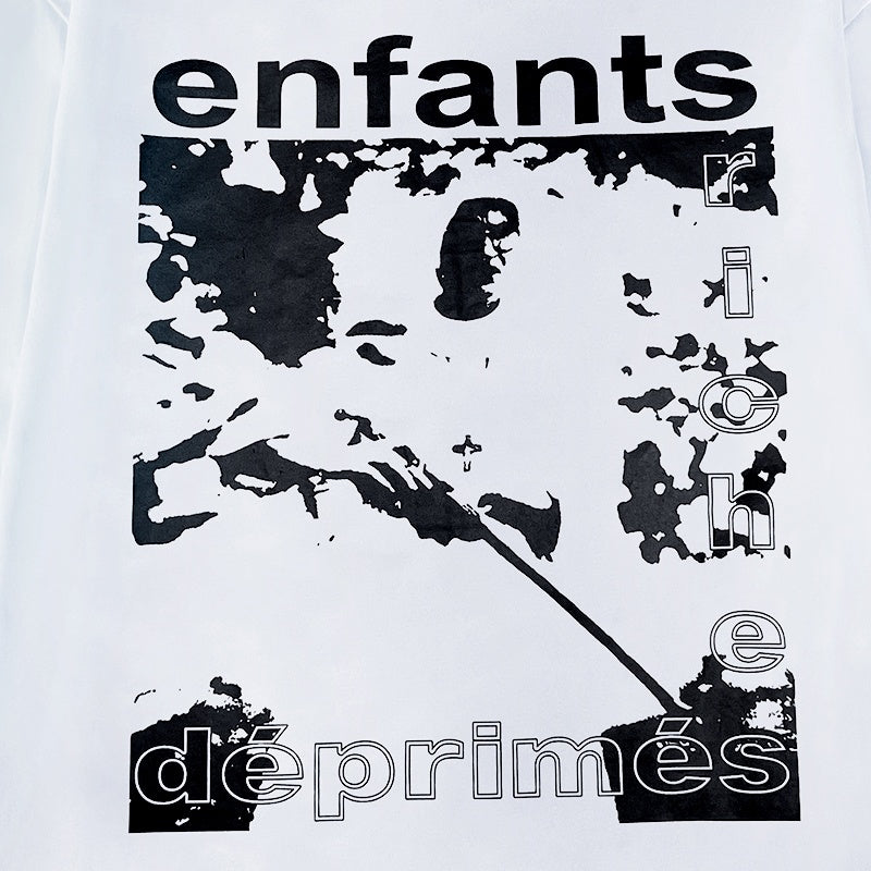 ERD Long sleeved shirt White Casual Top Abstract Fragmented Print Bold Letter Graphics