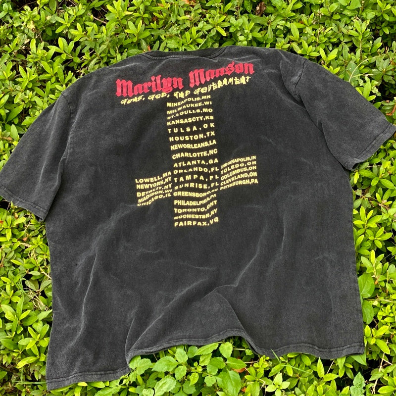 Unisex Vintage T Shirts Marilyn Manson "Oil Painting Passion" Limited Edition – High-Street Vintage Heavyweight Tee with Direct-to-Garment White Ink Print